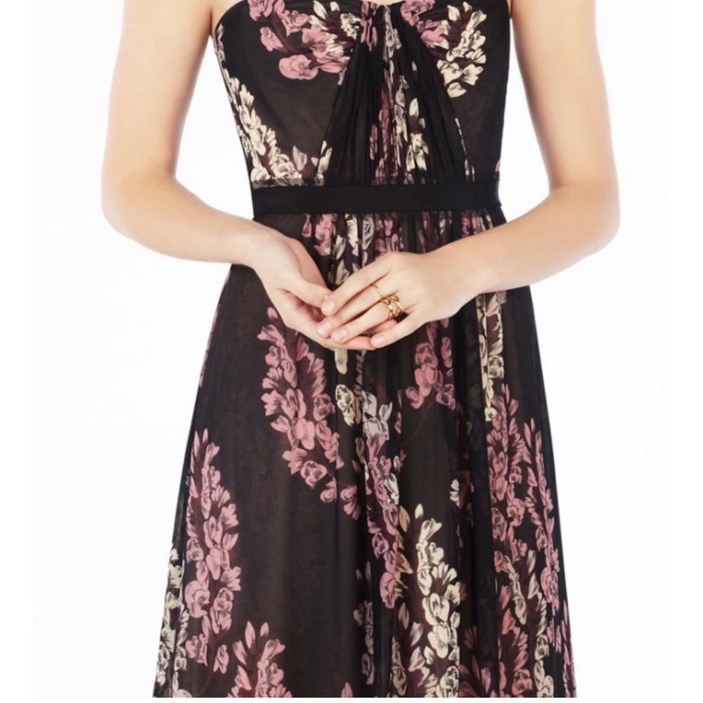 BCBG Maxazria Amber Strapless Floral Print Maxi Gown Dress- 12 - Picture 2 of 15